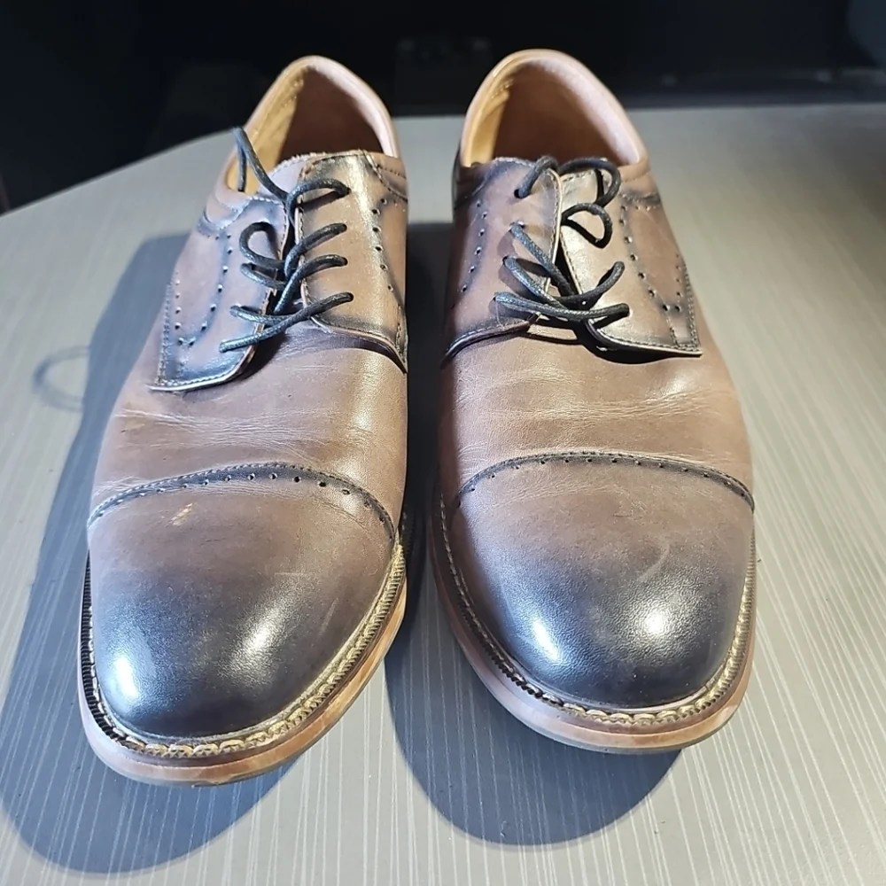 Stacy Adams Mens Balance Manmade Leather Oxford Shoes Size 9.5 Brown & Black EUC